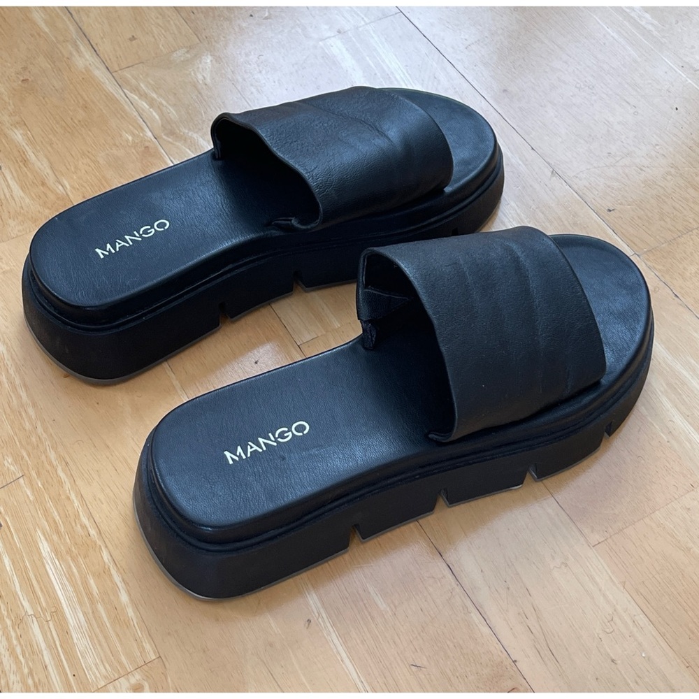 Mango Black Mules with Chunky Sole